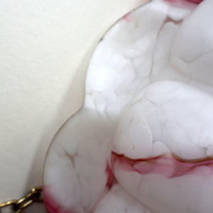 Vintage Glass Hanging Goldfish Bowl or Flycatcher Lampshade. Opaque Glass with Oodles of Raspberry Ripple Veins