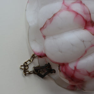 Vintage Glass Hanging Goldfish Bowl or Flycatcher Lampshade. Opaque Glass with Oodles of Raspberry Ripple Veins