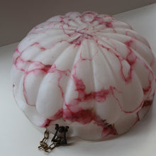 Load image into Gallery viewer, Vintage Glass Hanging Goldfish Bowl or Flycatcher Lampshade. Opaque Glass with Oodles of Raspberry Ripple Veins
