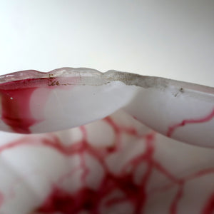 Vintage Glass Hanging Goldfish Bowl or Flycatcher Lampshade. Opaque Glass with Oodles of Raspberry Ripple Veins