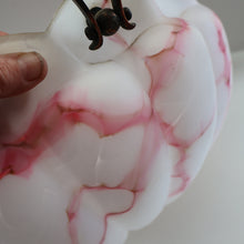 Load image into Gallery viewer, Vintage Glass Hanging Goldfish Bowl or Flycatcher Lampshade. Opaque Glass with Oodles of Raspberry Ripple Veins

