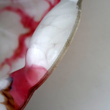 Load image into Gallery viewer, Vintage Glass Hanging Goldfish Bowl or Flycatcher Lampshade. Opaque Glass with Oodles of Raspberry Ripple Veins
