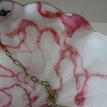 Load image into Gallery viewer, Vintage Glass Hanging Goldfish Bowl or Flycatcher Lampshade. Opaque Glass with Oodles of Raspberry Ripple Veins
