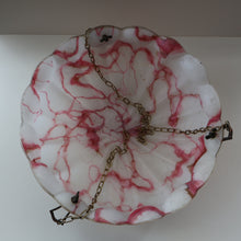 Load image into Gallery viewer, Vintage Glass Hanging Goldfish Bowl or Flycatcher Lampshade. Opaque Glass with Oodles of Raspberry Ripple Veins
