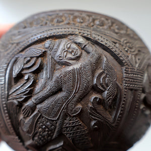 Antique 19th Century South East Asian / Burmese Hand Carved Coconut Cup