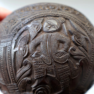 Antique 19th Century South East Asian / Burmese Hand Carved Coconut Cup