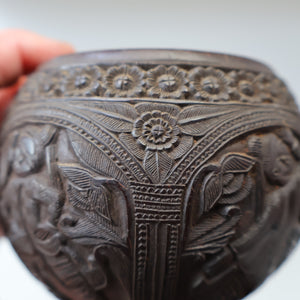 Antique 19th Century South East Asian / Burmese Hand Carved Coconut Cup