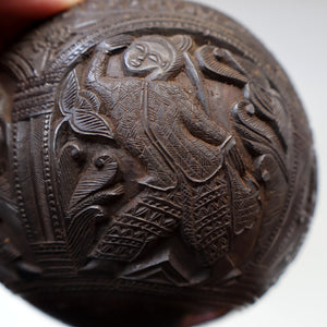 Antique 19th Century South East Asian / Burmese Hand Carved Coconut Cup