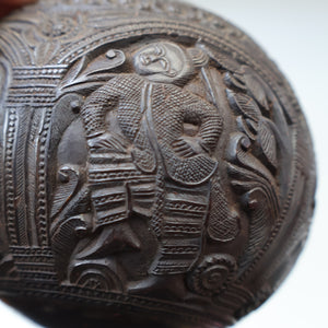 Antique 19th Century South East Asian / Burmese Hand Carved Coconut Cup
