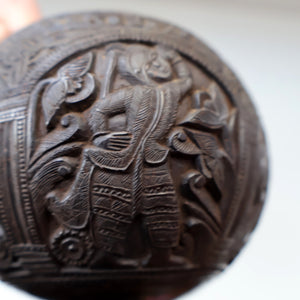 Antique 19th Century South East Asian / Burmese Hand Carved Coconut Cup