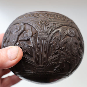 Antique 19th Century South East Asian / Burmese Hand Carved Coconut Cup