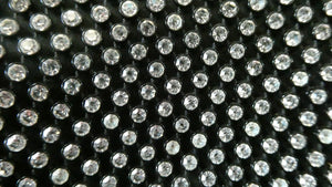 Beautiful Vintage 1950s Black Satin Evening Bag Covered with a Mesh of Crystal Diamante or Rhinestones