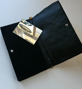 Fine Vintage 1940s Indian ZARDOSI Gold and Silver Embroidered Handbag. Black Velvet Body