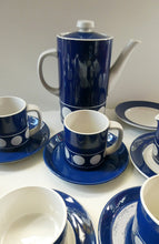 Load image into Gallery viewer, Vintage 1960s Coffee Set CORNISHWARE TG Green Jersey Blue Design by Judith Onions

