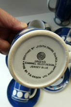Load image into Gallery viewer, Vintage 1960s Coffee Set CORNISHWARE TG Green Jersey Blue Design by Judith Onions
