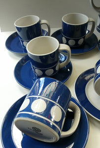 Vintage 1960s Coffee Set CORNISHWARE TG Green Jersey Blue Design by Judith Onions