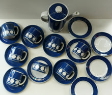 Load image into Gallery viewer, Vintage 1960s Coffee Set CORNISHWARE TG Green Jersey Blue Design by Judith Onions
