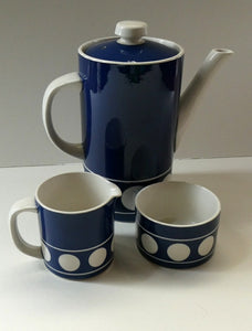 Vintage 1960s Coffee Set CORNISHWARE TG Green Jersey Blue Design by Judith Onions