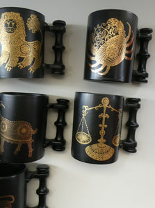 JOB LOT: Early 1970s PORTMEIRION Large ZODIAC Mugs designed by John Cuffley. 12 in Total