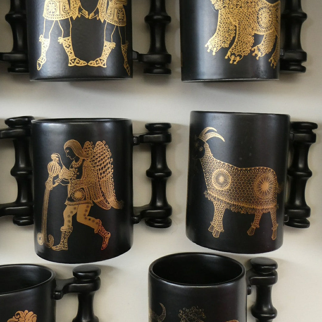 JOB LOT: Early 1970s PORTMEIRION Large ZODIAC Mugs designed by John Cuffley. 12 in Total