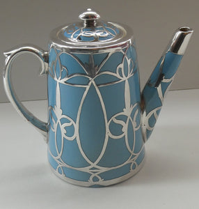 Very Rare EDWARDIAN PARAGON Star Mark. Porcelain & Applied Silver Cabaret Coffee Service