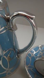 Very Rare EDWARDIAN PARAGON Star Mark. Porcelain & Applied Silver Cabaret Coffee Service