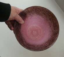 Load image into Gallery viewer, MONART Scottish Glass. Fine Vintage Art Glass Vase, 1930s. Shape GC. Mottled Pink with Black Rim Speckled with Gold Aventurine Flakes
