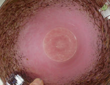 Load image into Gallery viewer, MONART Scottish Glass. Fine Vintage Art Glass Vase, 1930s. Shape GC. Mottled Pink with Black Rim Speckled with Gold Aventurine Flakes
