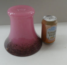 Load image into Gallery viewer, MONART Scottish Glass. Fine Vintage Art Glass Vase, 1930s. Shape GC. Mottled Pink with Black Rim Speckled with Gold Aventurine Flakes
