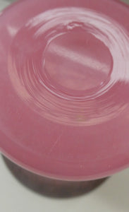MONART Scottish Glass. Fine Vintage Art Glass Vase, 1930s. Shape GC. Mottled Pink with Black Rim Speckled with Gold Aventurine Flakes