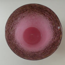 Load image into Gallery viewer, MONART Scottish Glass. Fine Vintage Art Glass Vase, 1930s. Shape GC. Mottled Pink with Black Rim Speckled with Gold Aventurine Flakes
