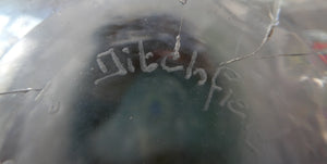SIGNED 1983 John Ditchfield Iridescent Glasform Crackle Glass Vase. Signed & Dated. Height: 8 inches