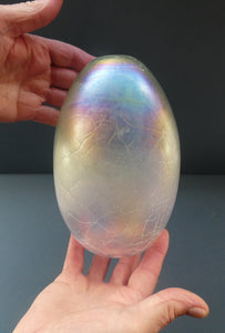 1983 John Ditchfield Iridescent Glasform Crackle Glass Vase