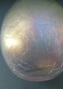 1983 John Ditchfield Iridescent Glasform Crackle Glass Vase