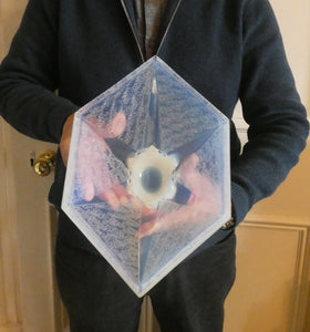 LARGE 1930s Art Deco ETLING Glass Decorative Bowl or Vase. Hexagonal Shape with Cute  