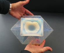 Load image into Gallery viewer, LARGE 1930s Art Deco ETLING Glass Decorative Bowl or Vase. Hexagonal Shape with Cute  
