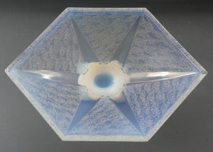 LARGE 1930s Art Deco ETLING Glass Decorative Bowl or Vase. Hexagonal Shape with Cute  