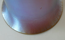 Load image into Gallery viewer, German WMF &quot;Myra Kristal&quot; Glass Trumpet Shape Vase with Stunning Blue and Gold Iridescent Lustres
