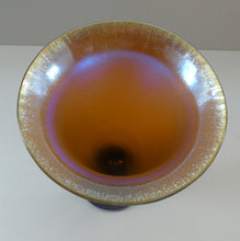 Load image into Gallery viewer, German WMF &quot;Myra Kristal&quot; Glass Trumpet Shape Vase with Stunning Blue and Gold Iridescent Lustres
