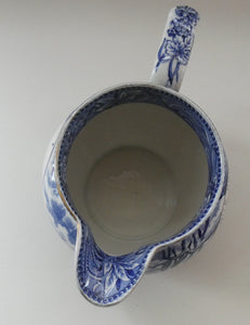 Antique Shelley Pottery Scotch Whisky Jug. Blue and White Country Pursuits Pattern