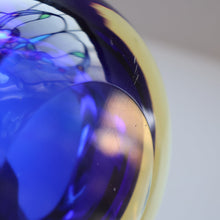 Load image into Gallery viewer, 1960s MURANO Small Square Glass Bowl. Vintage Sommerso Geode Blue Interior Cased in Yellow &amp; Clear
