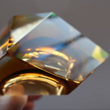 Load image into Gallery viewer, 1960s MURANO Glass Bowl. Vintage Sommerso Geode Golden Amber and Clear Glass Chunky Bowl
