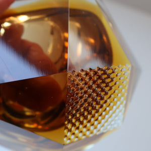 1960s MURANO Glass Bowl. Vintage Sommerso Geode Golden Amber and Clear Glass Chunky Bowl