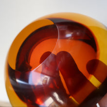 Load image into Gallery viewer, Vintage Murano Glass Triangular Amber and Golden Amber Sommerso GEODE Bowl
