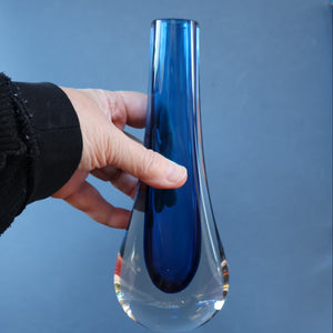 1960s Minimalistic GEOFFREY BAXTER Whitefriars Kingfisher Glass Blue Vases