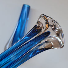 Load image into Gallery viewer, 1960s Minimalistic GEOFFREY BAXTER Whitefriars Kingfisher Glass Blue Vases
