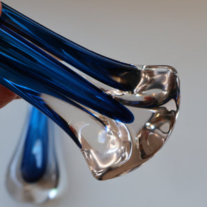1960s Minimalistic GEOFFREY BAXTER Whitefriars Kingfisher Glass Blue Vases