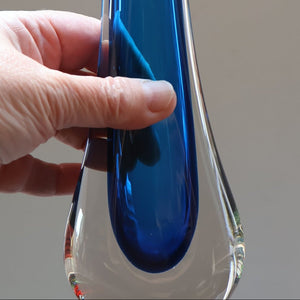 1960s Minimalistic GEOFFREY BAXTER Whitefriars Kingfisher Glass Blue Vases