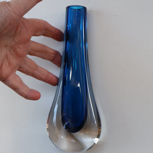 1960s Minimalistic GEOFFREY BAXTER Whitefriars Kingfisher Glass Blue Vases