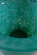 Load image into Gallery viewer, SCOTTISH GLASS. MONART Scottish Art Glass Vase. Bulbous Vase with Rim Shape RA. Plain Mottled Dark Aqua Green Glass . 4 3/4 inches high
